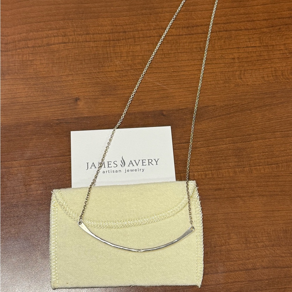 James Avery Retired Sterling Hammered Crescent Charm Necklace